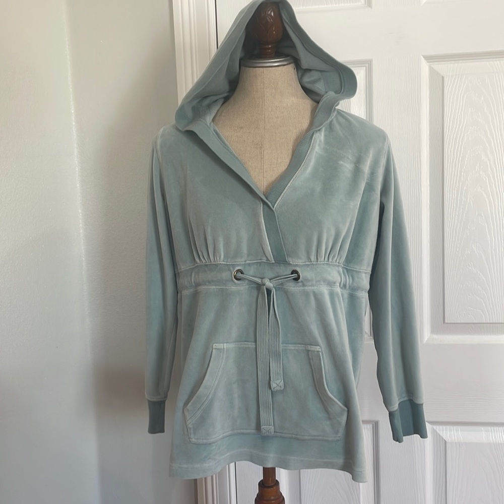 Eddie Bauer hoodie velour pullover sweatshirt seafoam green jacket women’s L